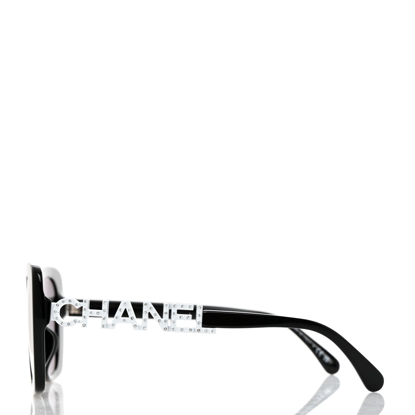 Acetate Strass Polarized Square Sunglasses 5422-B-A Black White
