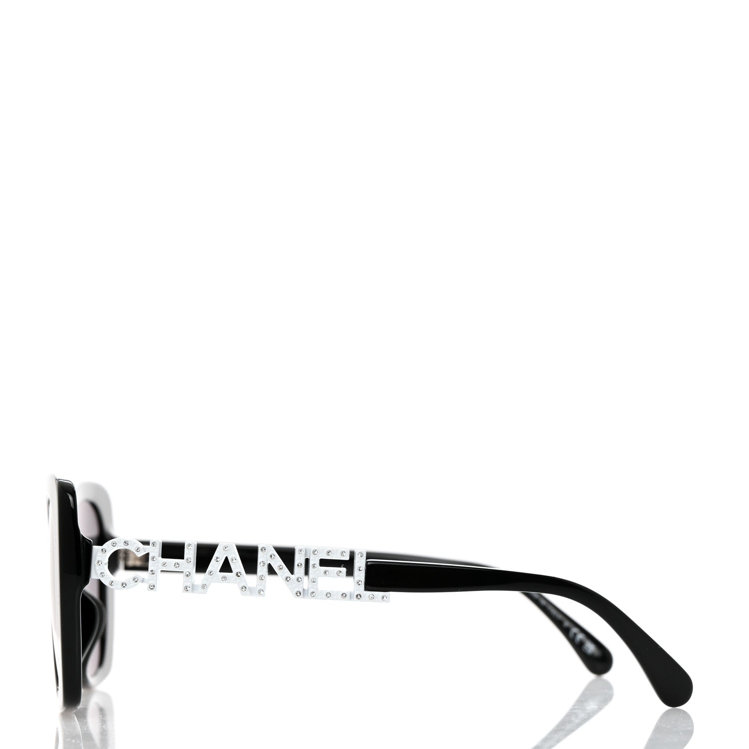 Chanel Acetate Strass Polarized Square Sunglasses 5422-B-A Black White 3 of 8