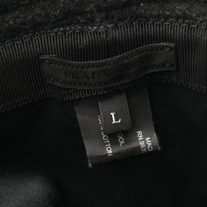 Prada Authentic Loden Wool Metal Triangle Logo Bucket Hat L Anthracite 8 of 8