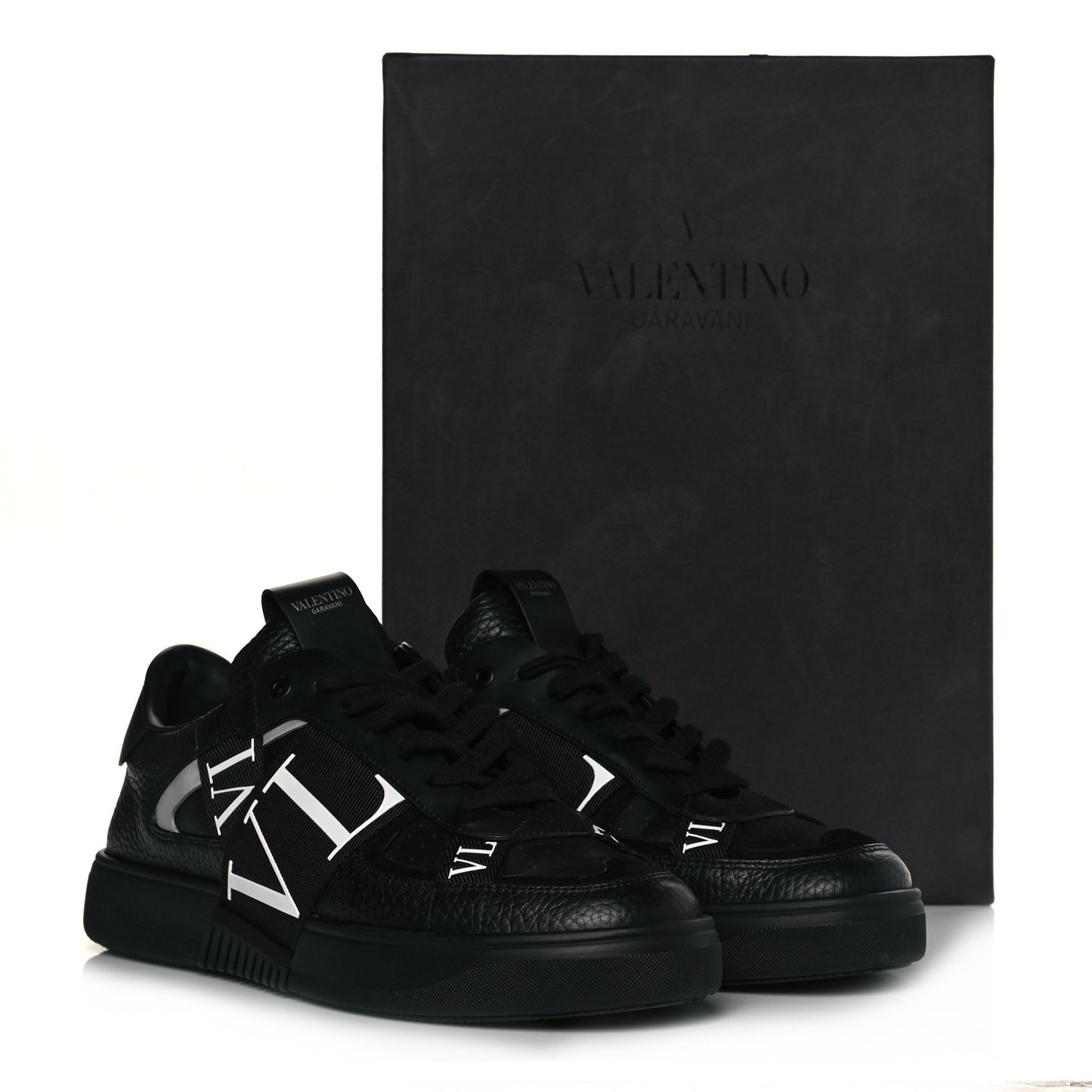 Grained Calfskin Mens VL7N Low Top Sneakers 42.5 Black