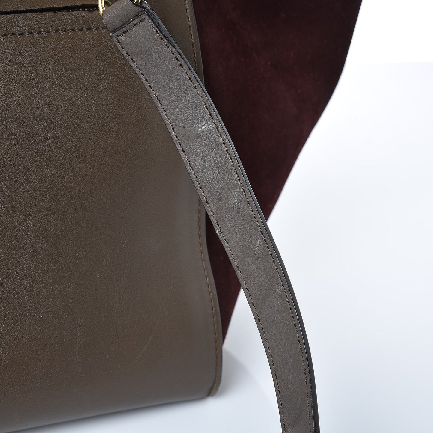Smooth Calfskin Suede Medium Tri-Color Trapeze Burgundy