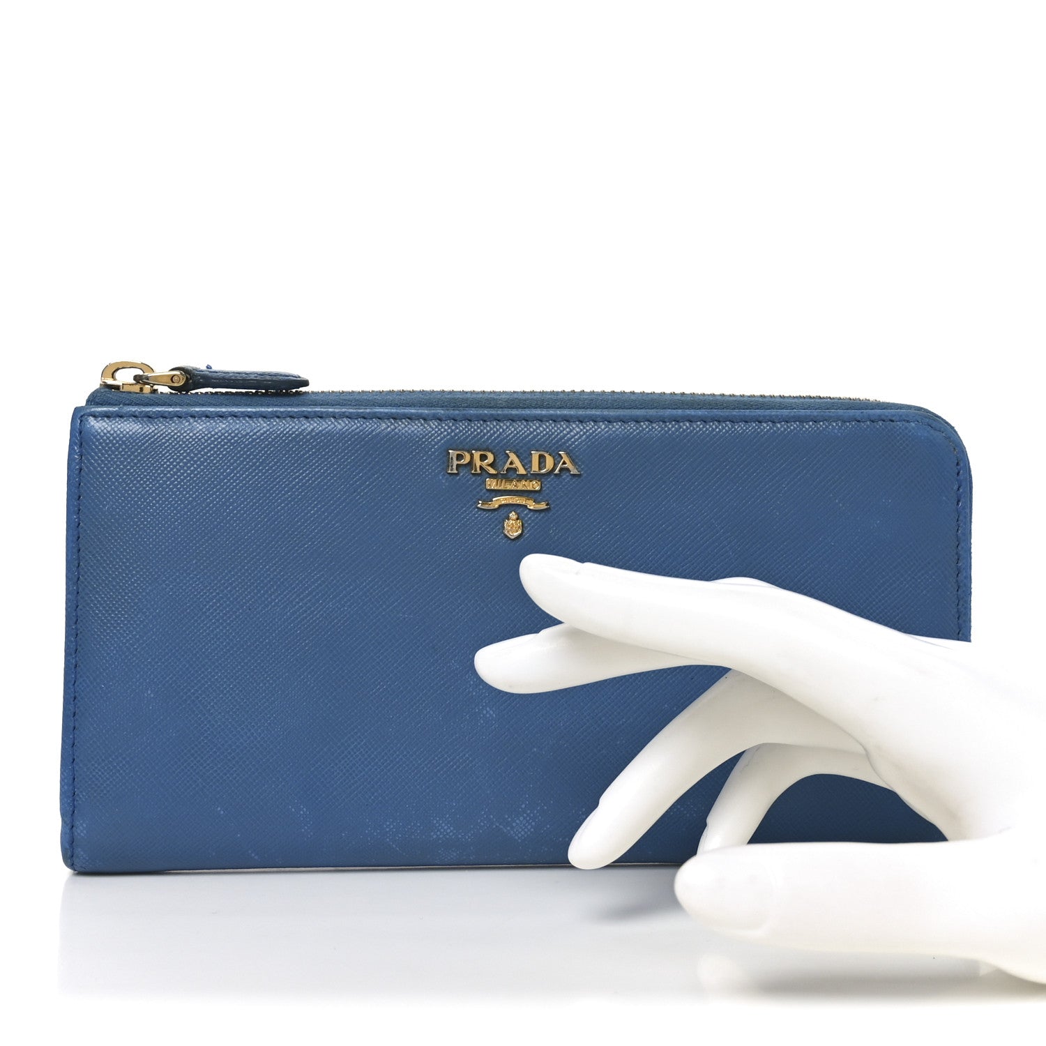 Prada Vitello Move Half Zip Wallet Cobalto 2 of 8