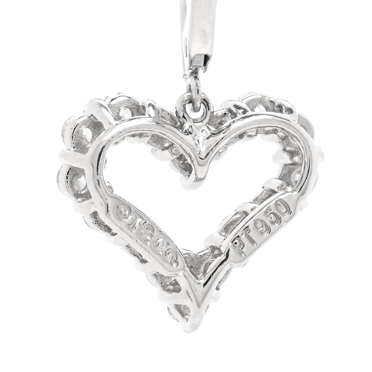 Tiffany Platinum Diamond Heart Drop Earrings 4 of 4