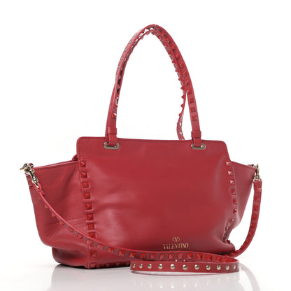 Valentino Garavani Vitello Monochrome Small Rockstud Tote Rosso Valentino 3 of 9