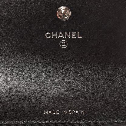 Chanel Lambskin Chevron Quilted Boy Card Holder Wallet Black 6 of 8