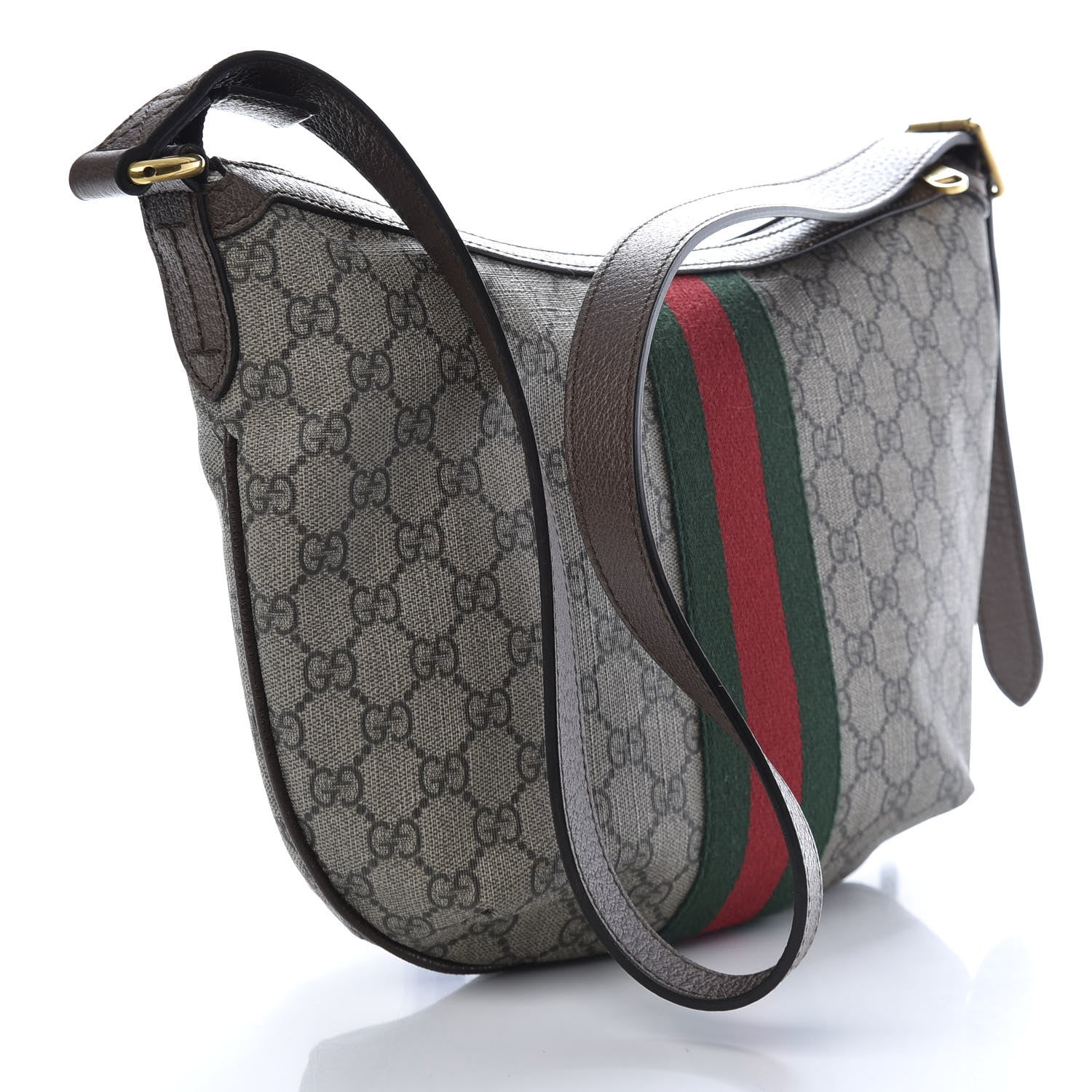 Gucci GG Supreme Monogram Web Small Ophidia Half Moon Hobo Brown 3 of 10
