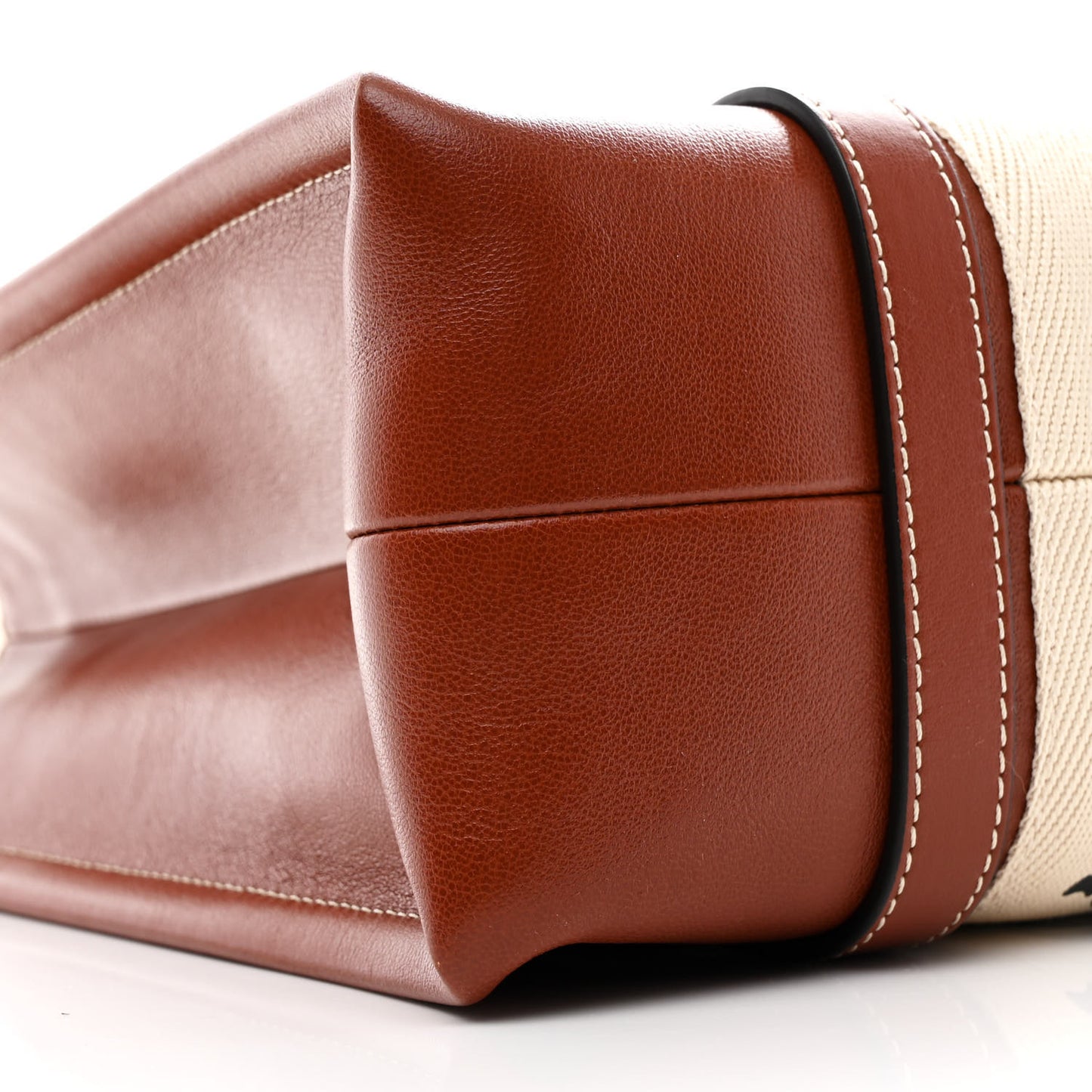 Calfskin Medium Woody Ribbon Tote Sepia Brown