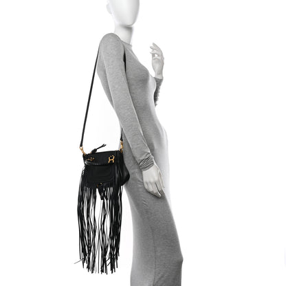 Chloe Shiny Small Grain Calfskin Mini Marcie Multi Fringe Satchel Black 2 of 12