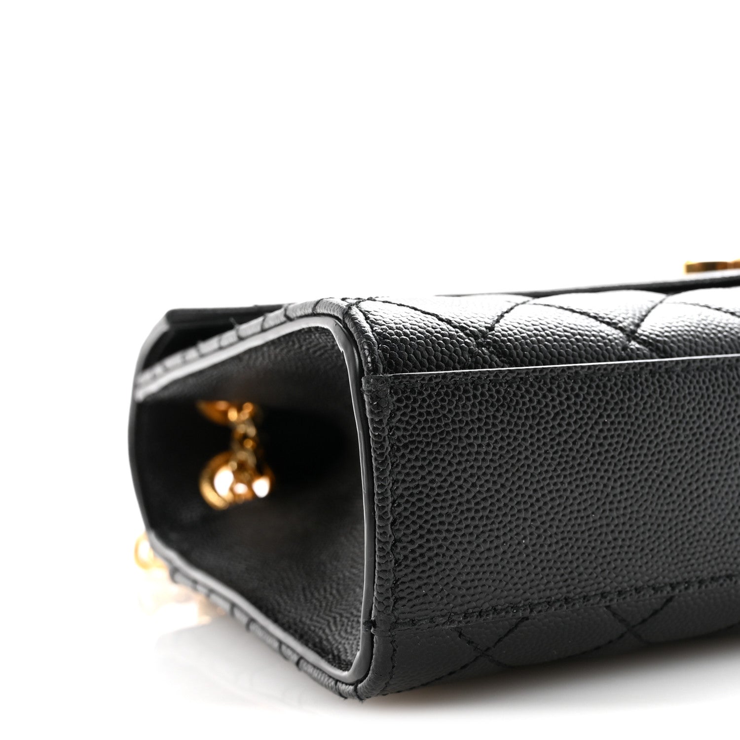 Saint Laurent Grain De Poudre Textured Mixed Matelasse Triquilt Medium Monogram Satchel Black 8 of 10