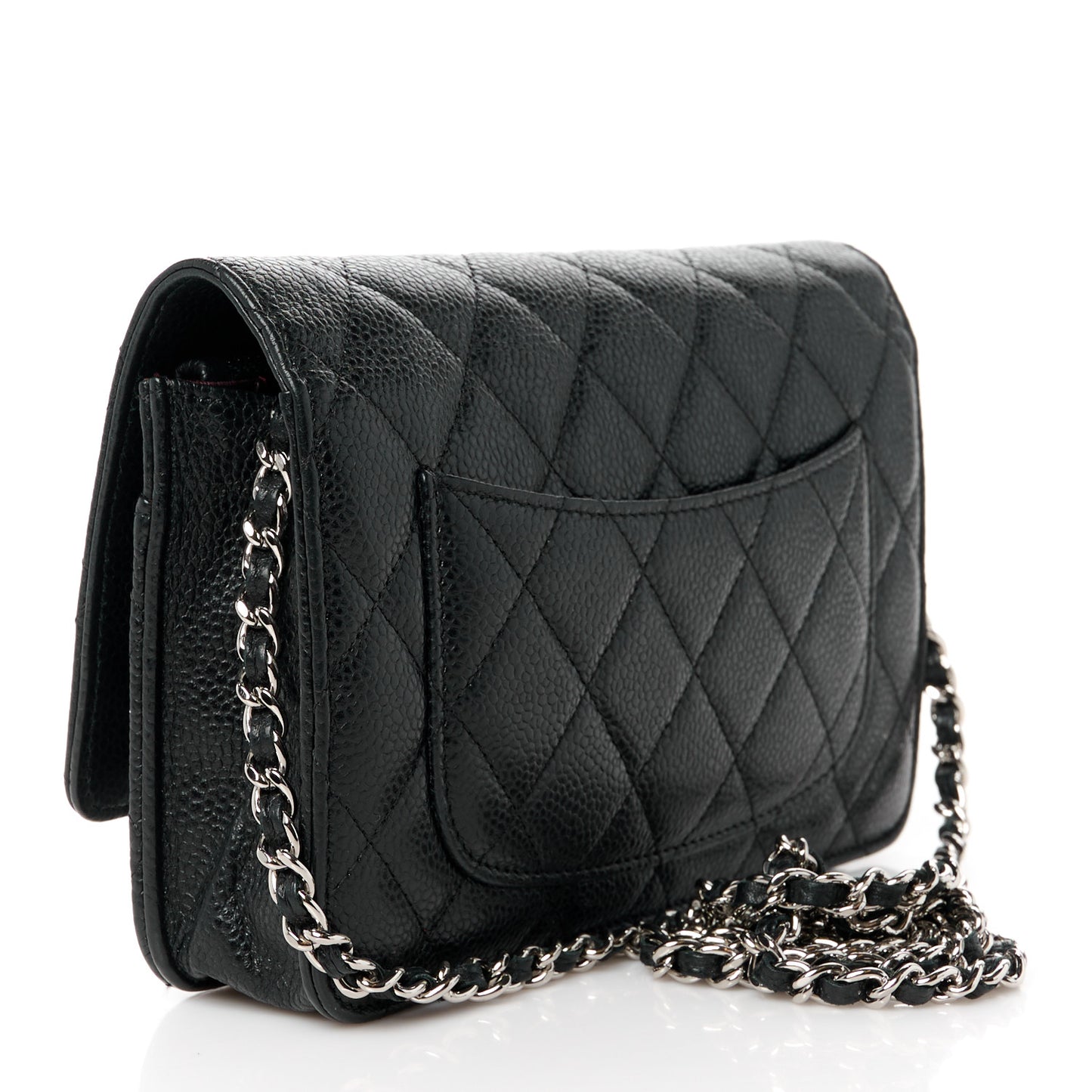 Caviar Quilted Wallet on Chain WOC Black