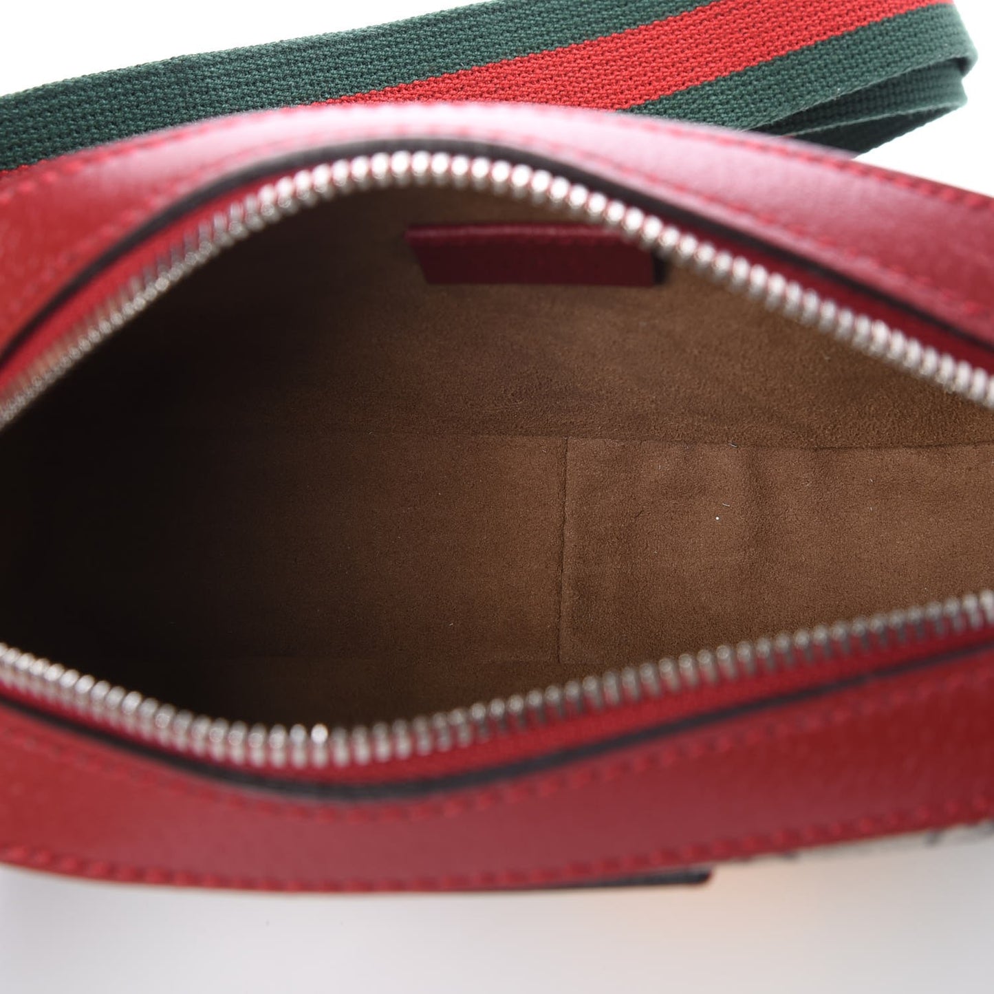 GG Supreme Monogram Tian Web Small Camera Bag Beige Multicolor Red