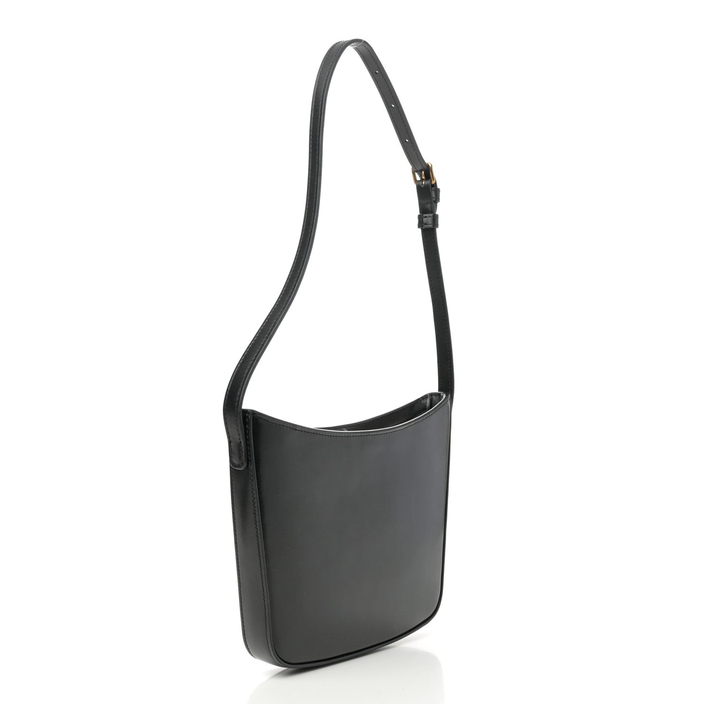 Shiny Calfskin Medium Croque Bag Black