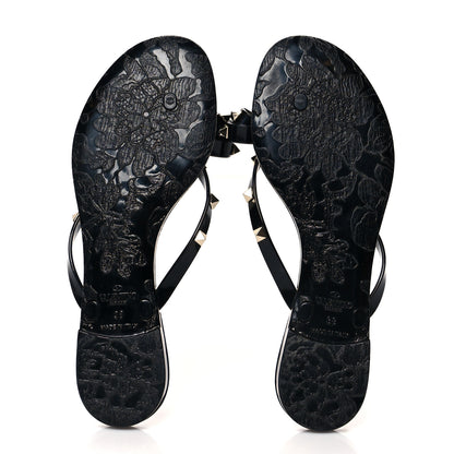 Valentino Garavani PVC Jelly Rockstud Bow Thong Sandals 38 Black 5 of 7
