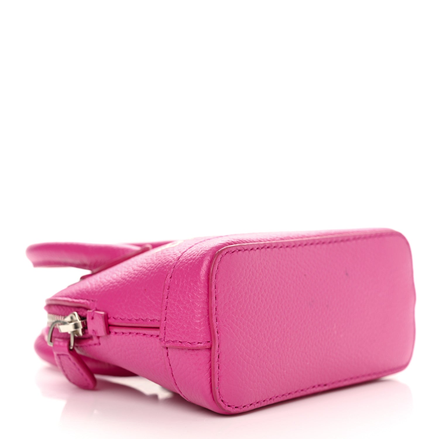 Balenciaga Grained Calfskin Logo Mini Ville Top Handle Bag Fuchsia White 4 of 13