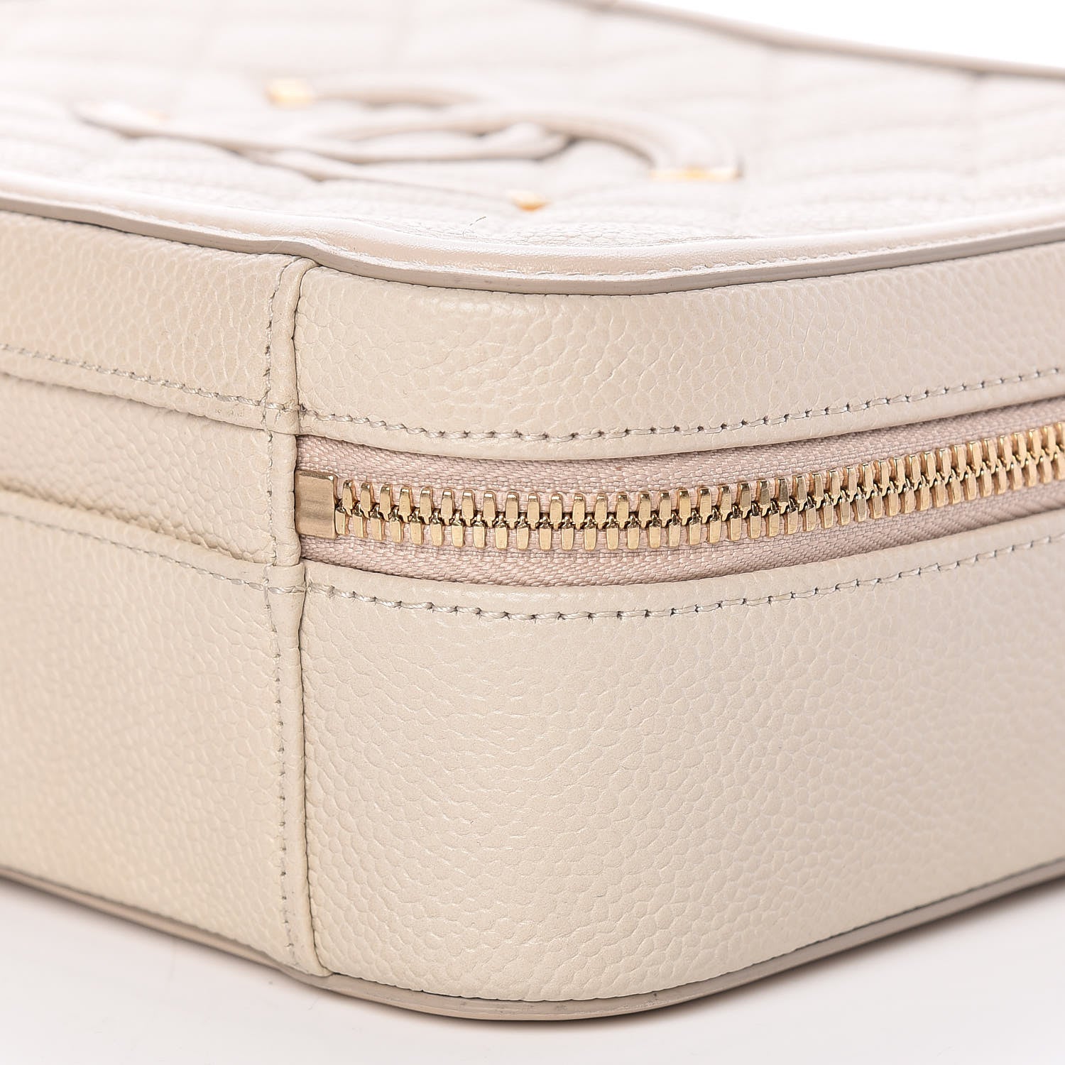 Chanel Caviar Quilted Medium CC Filigree Vanity Case Light Beige 9 of 9