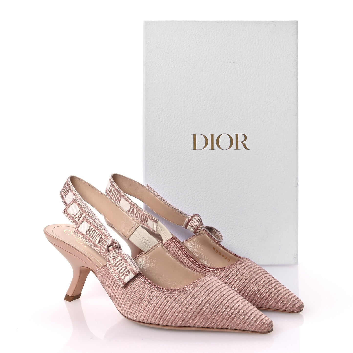 Laminated Cotton Ribbon Embroidered J'Adior Slingback 65mm Pumps 36 Rose Des Vents