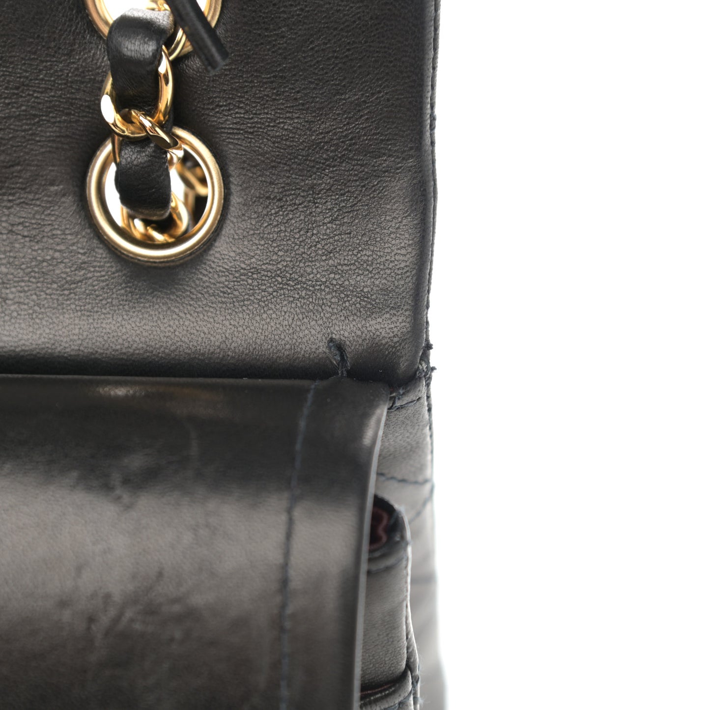 Lambskin Quilted Medium Double Flap Black