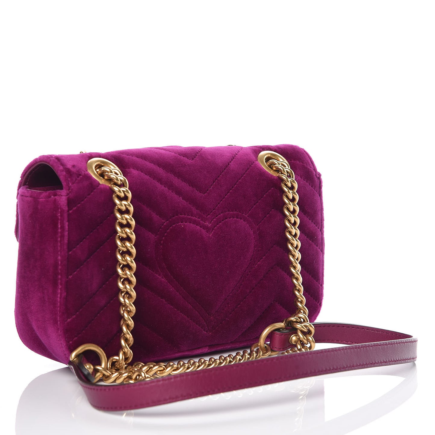 Velvet Matelasse Embroidered Mini GG Marmont Shoulder Bag Bordeaux