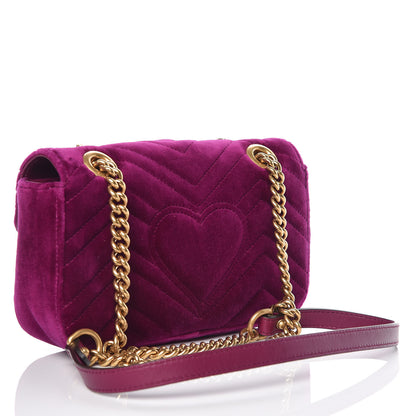 Gucci Velvet Matelasse Embroidered Mini GG Marmont Shoulder Bag Bordeaux 3 of 10