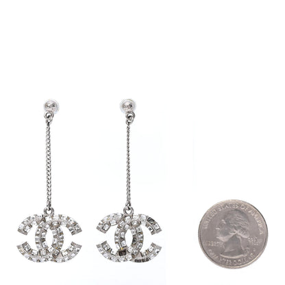 Chanel Baguette Crystal CC Drop Earrings Silver 2 of 4