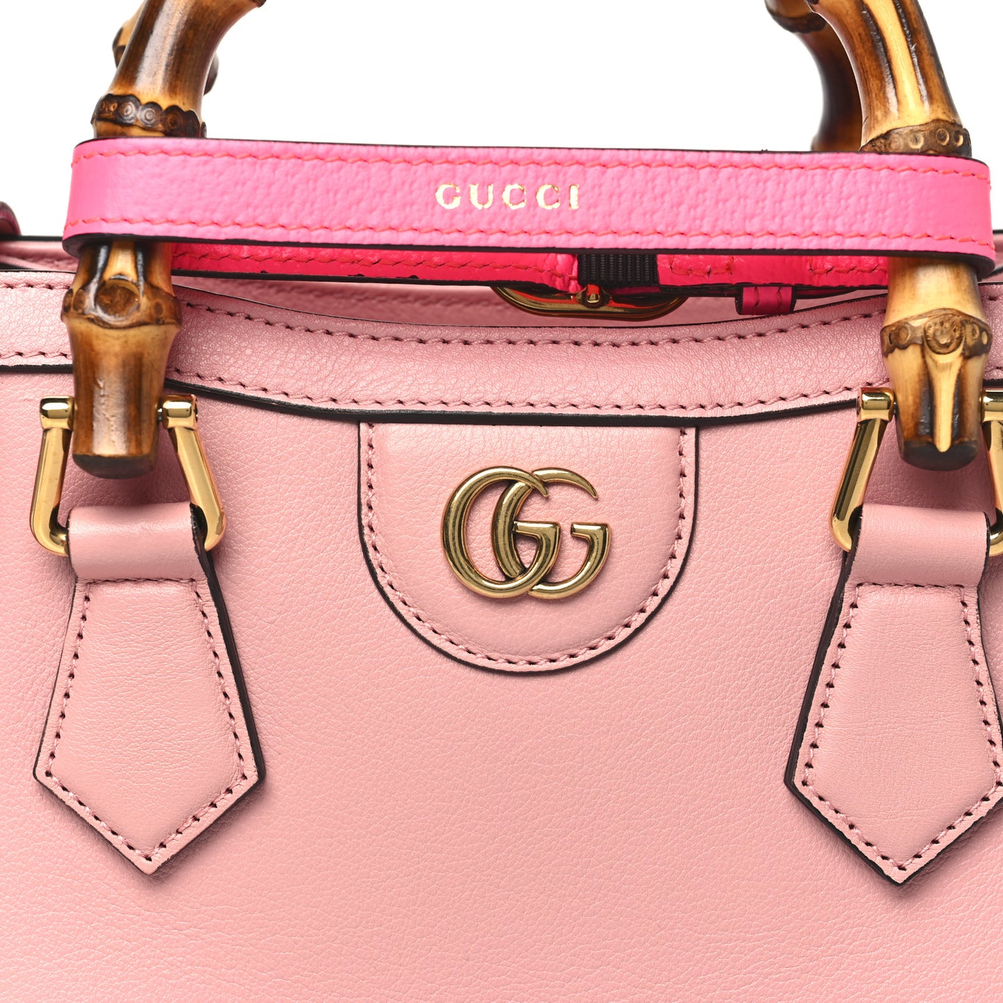 Wonka Grain Calfskin Mini Diana Tote Bag Wild Rose Fuxia Fluo