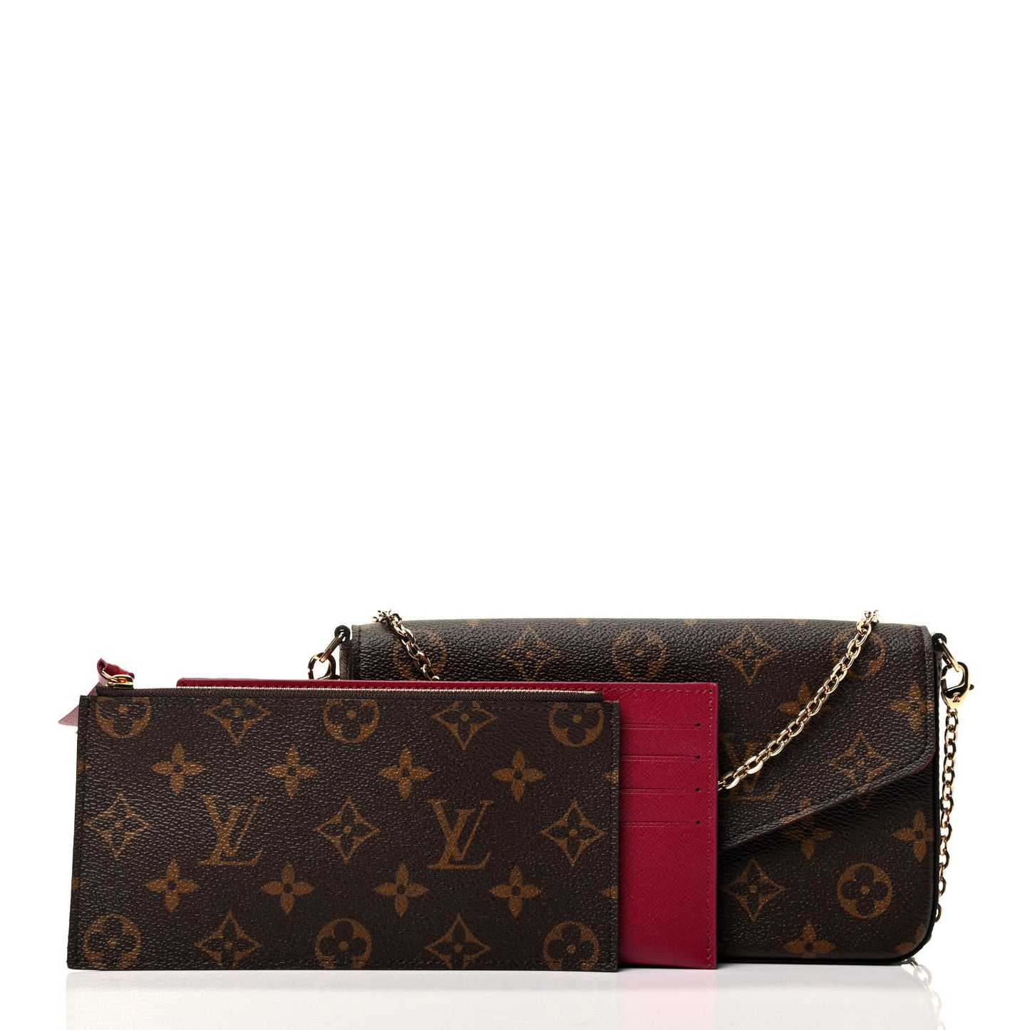 Monogram Pochette Felicie Chain Wallet Fuchsia