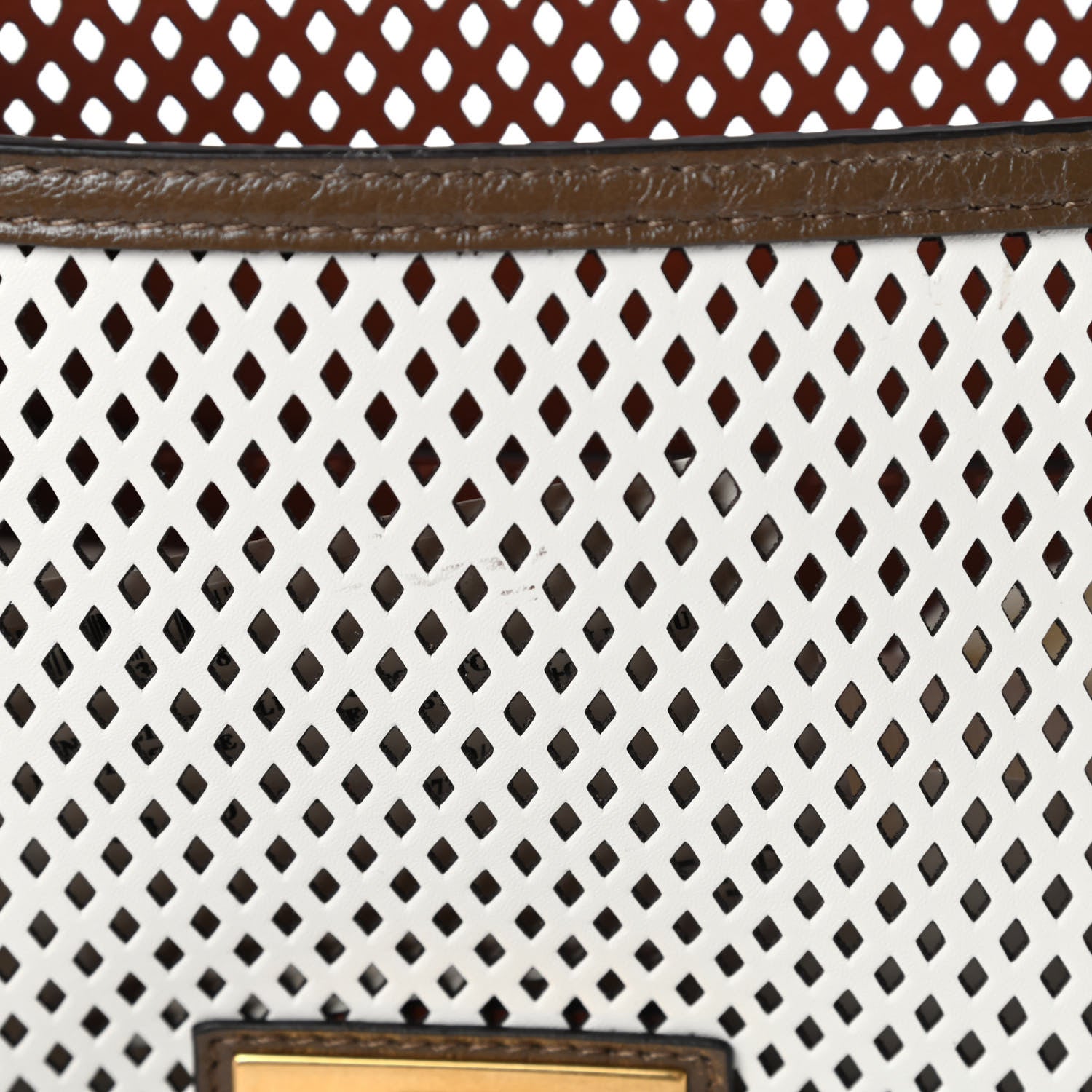 Fendi Vitello Liberty Glossy Lambskin F is Fendi Perforated Kan U Shoulder Bag White Ice Rust Maya 12 of 12