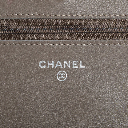 Chanel Patent Quilted Wallet On Chain WOC Grey 6 of 9