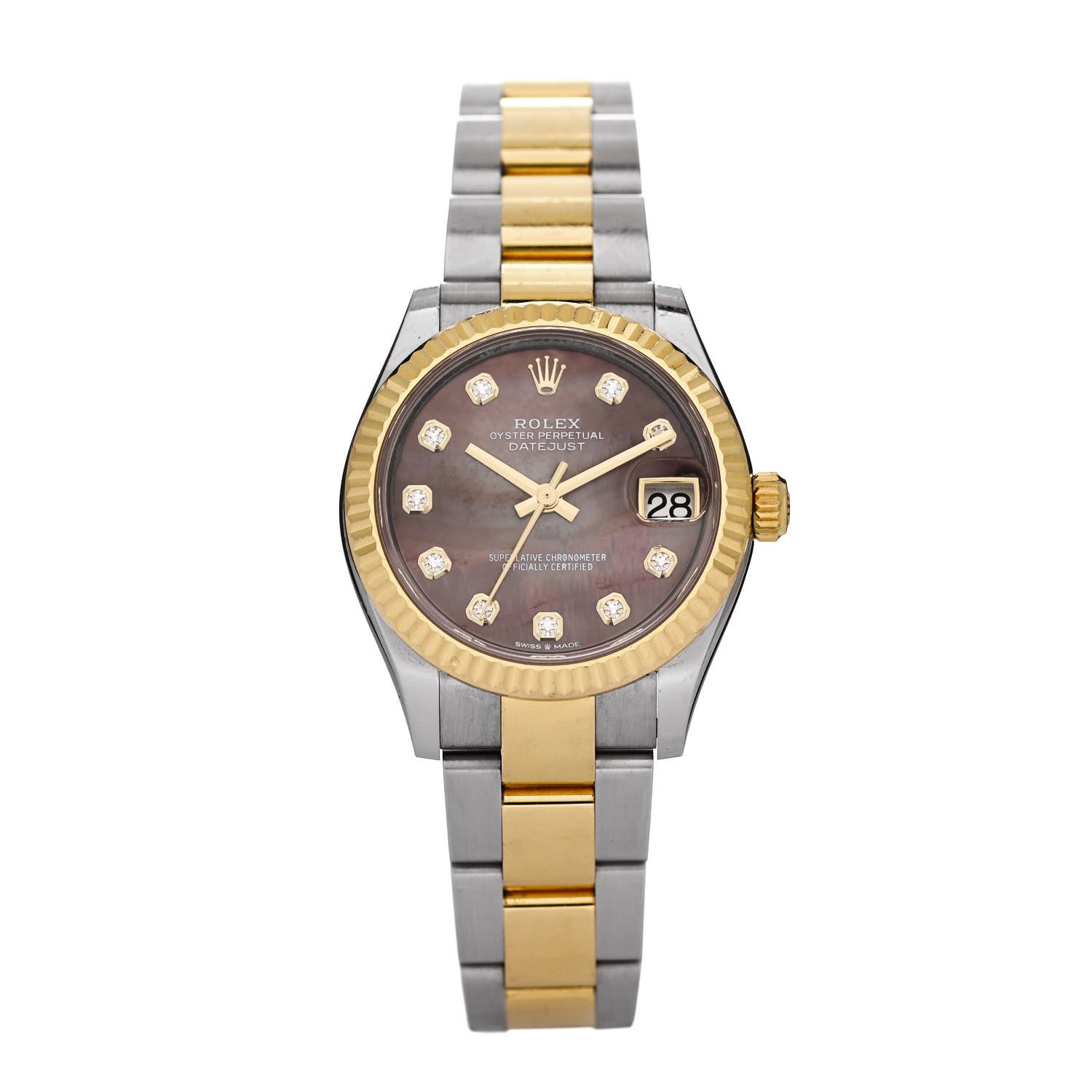 Rolex Stainless Steel 18K Yellow Gold Diamond Black Mother of Pearl 31mm Oyster Perpetual Datejust Watch 278273 1 of 5