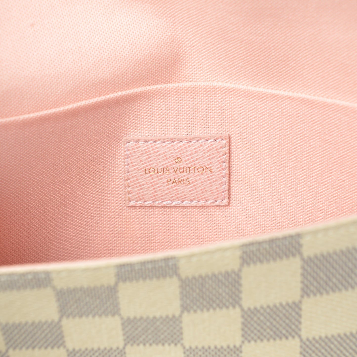 Damier Azur Pochette Felicie Chain Wallet Rose Ballerine