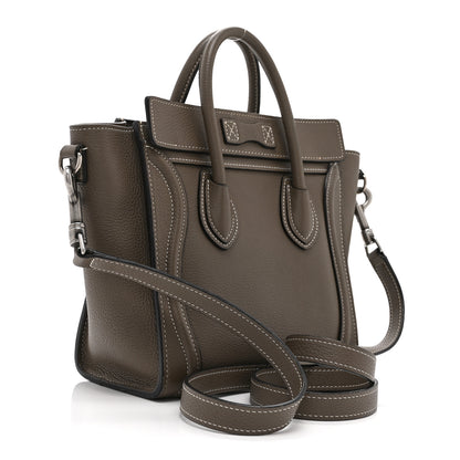 Celine Drummed Calfskin Nano Luggage Souris Souris 3 of 11