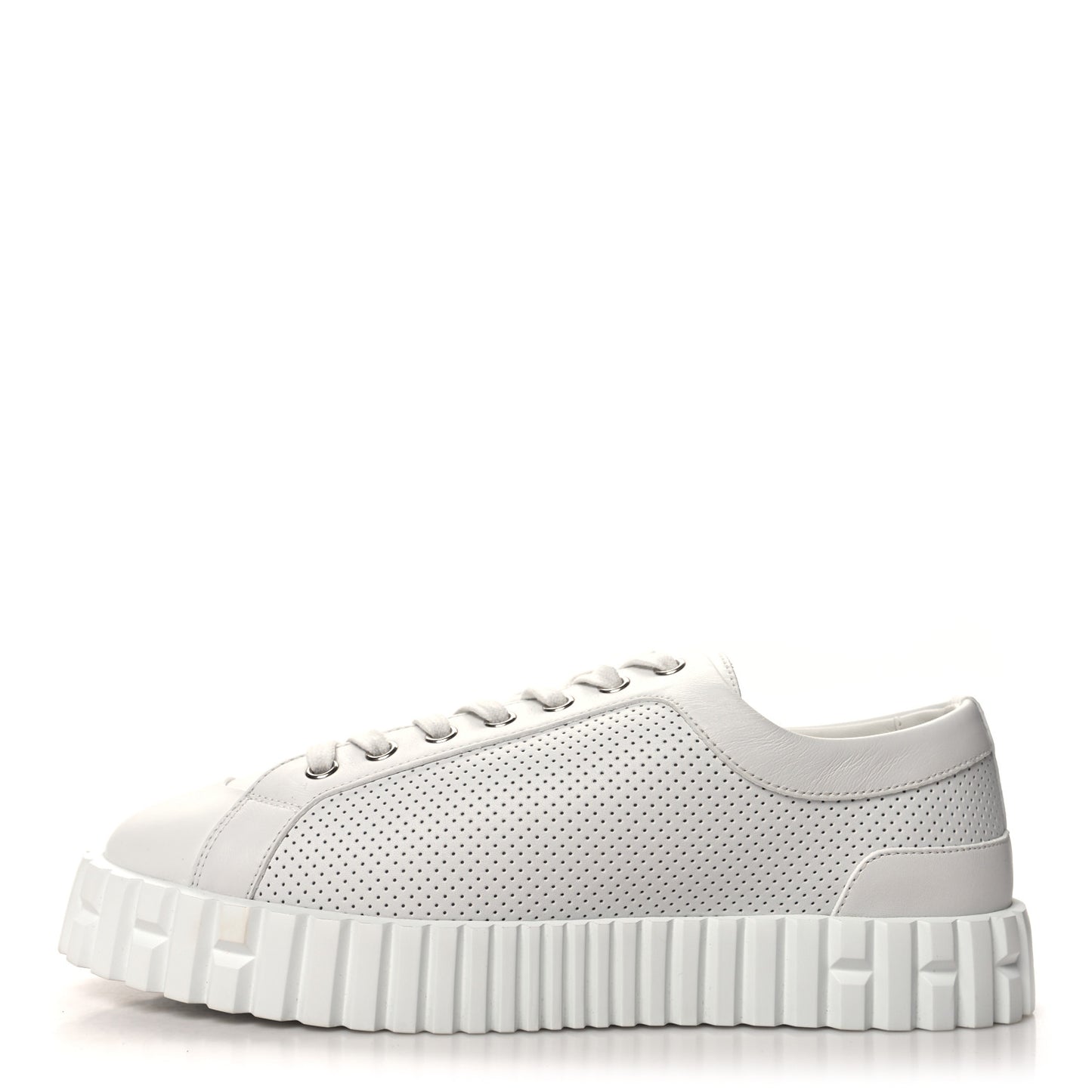 Calfskin Perforated Calfskin Cross Sneakers 39 White
