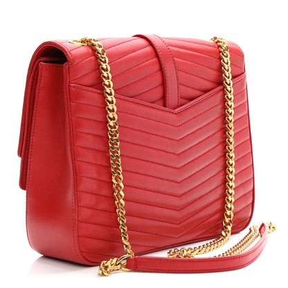 Saint Laurent Lambskin Matelasse Chevron Monogram Medium Sulpice Bag Red 3 of 12