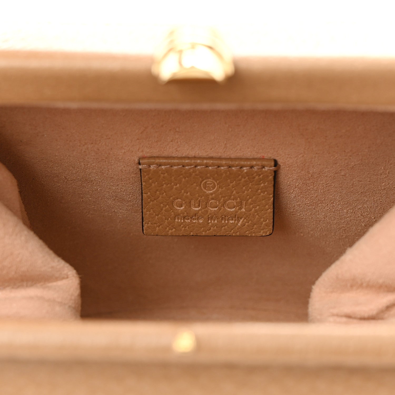 Gucci Textured Dollar Calfskin Bamboo Mini Marina Bucket Bag Natural Tan 6 of 10