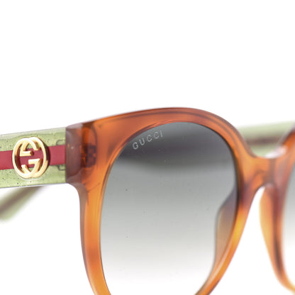 Gucci Round Eye GG Web Glitter GG0035S Sunglasses Tortoise 7 of 9