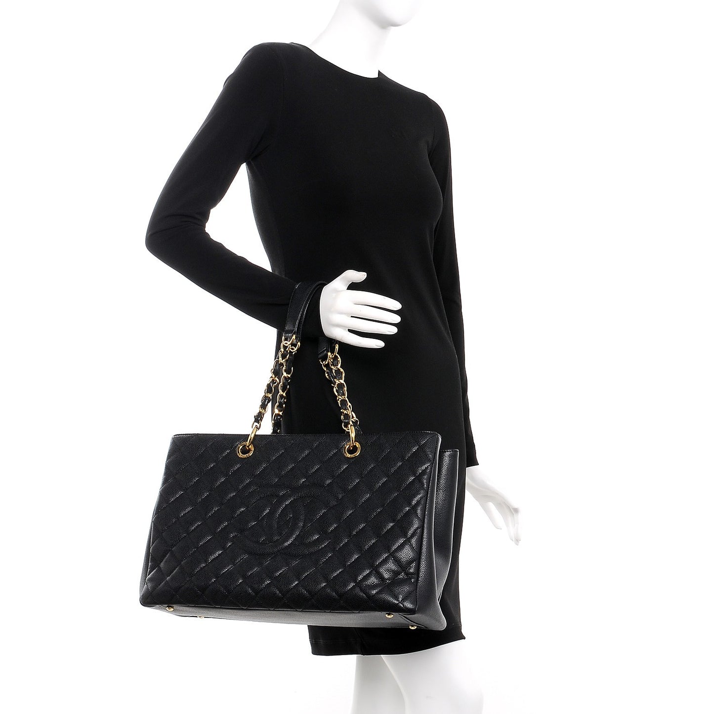 Caviar Quilted XL Grand Shopping Tote GST Black