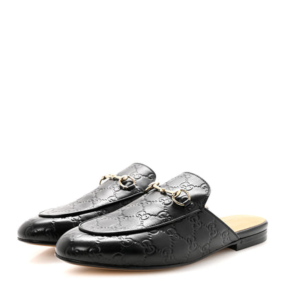 Gucci Glamour Calfskin Guccissima Womens Princetown Slippers 40 Black 4 of 10