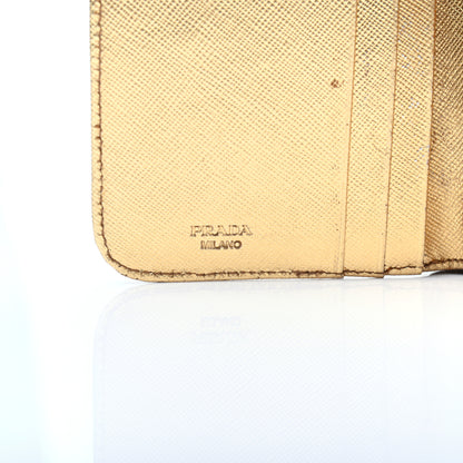 Prada Metallic Saffiano Compact Zip Around Wallet Gold 11 of 26