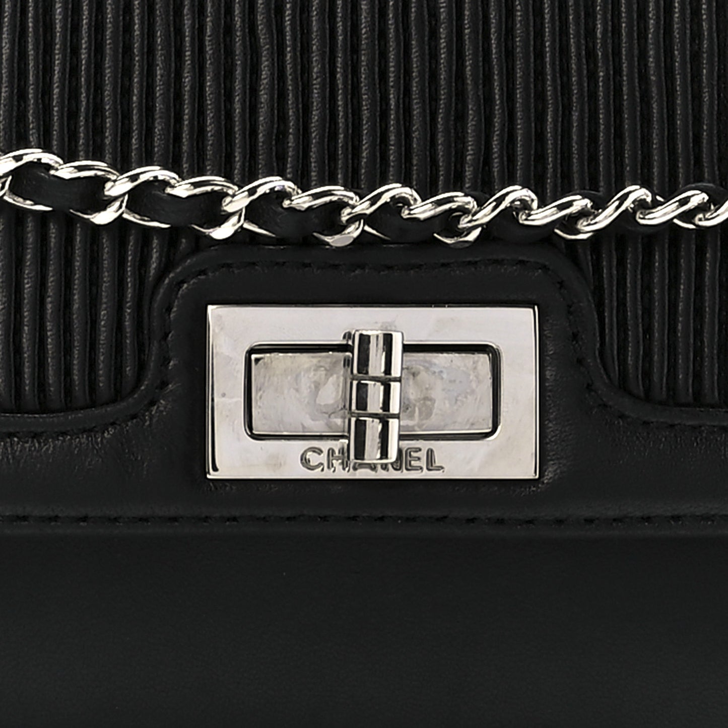 Lambskin Vertical Quilted Accordion Reissue Flap Black