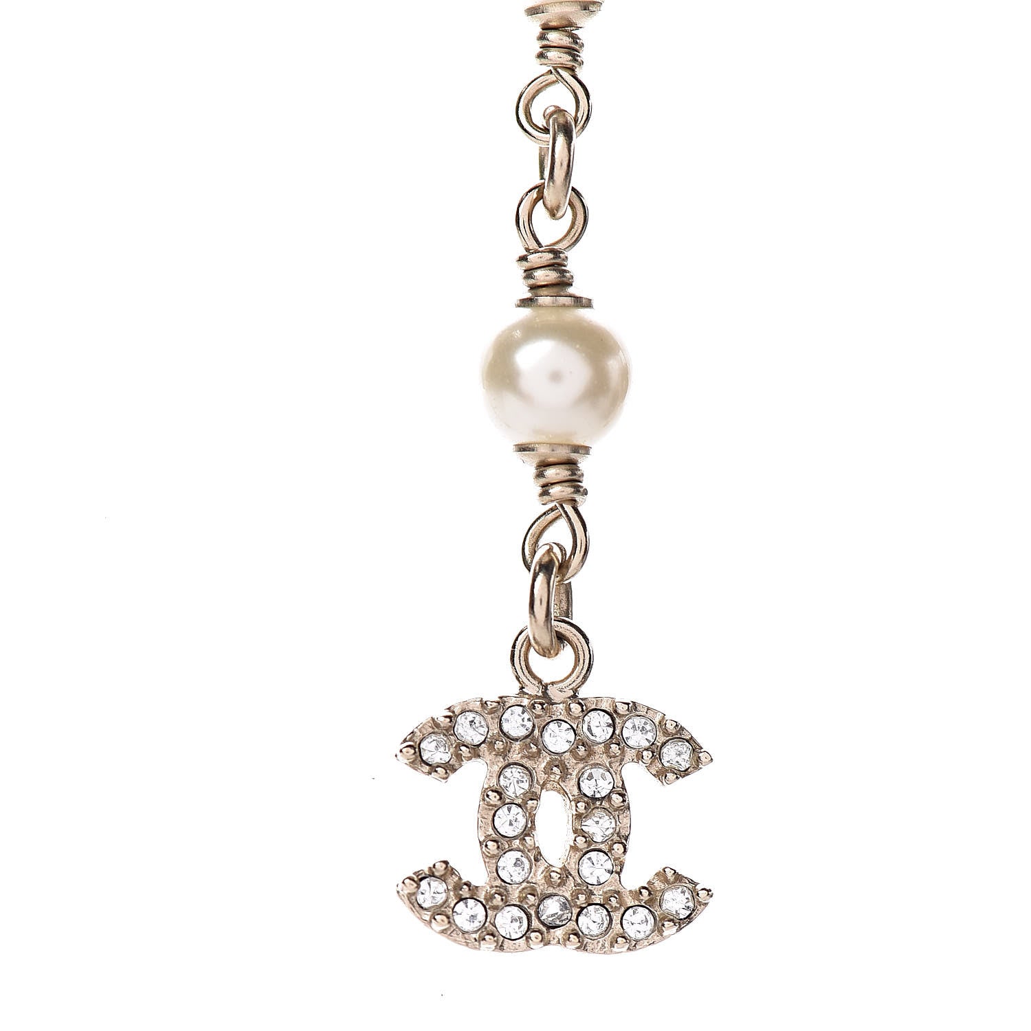 Chanel Crystal Pearl CC Bow Necklace Black Gold 5 of 5