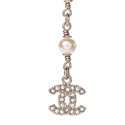Chanel Crystal Pearl CC Bow Necklace Black Gold 5 of 5