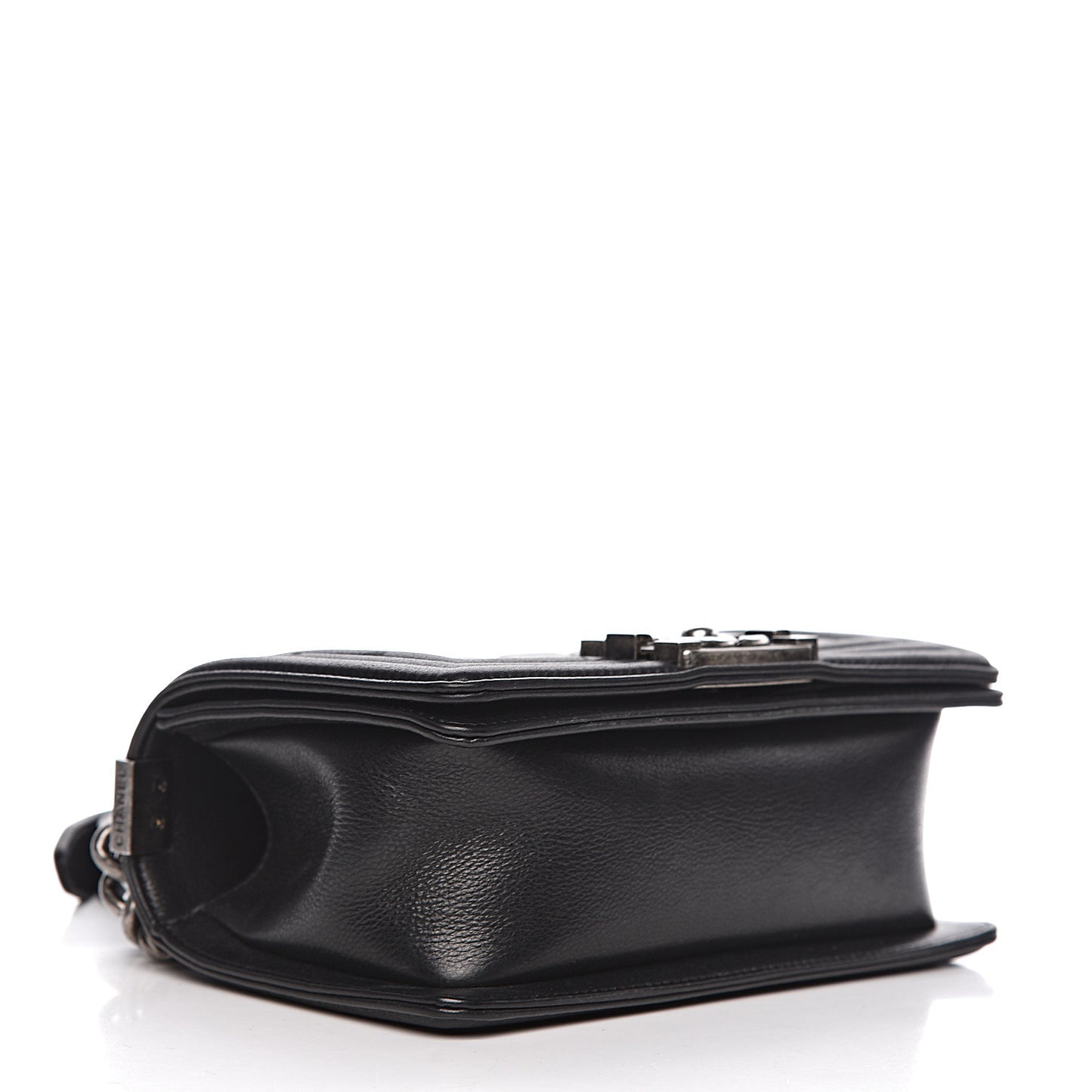 Calfskin Quilted Small Boy Flap Black