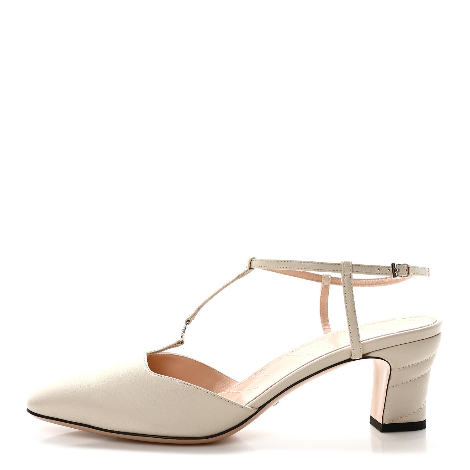 Gucci Nappa Charlotte Petite GG 55mm Slingback Pumps 40 New Mystic White 1 of 8