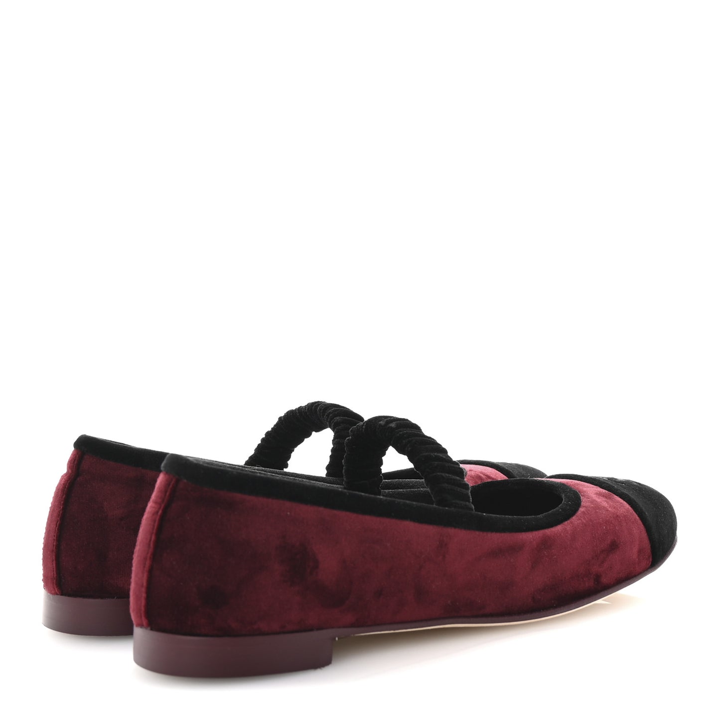 Velvet Mary Jane Flats 37 Burgundy Black