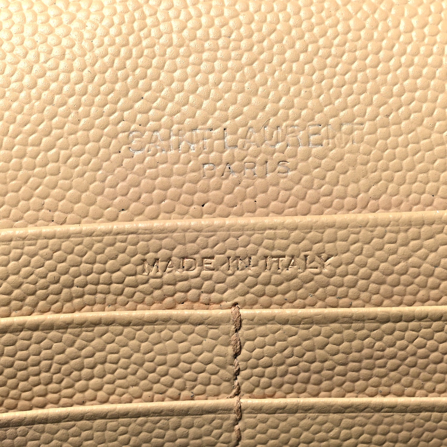 Saint Laurent Grain De Poudre Matelasse Chevron Monogram Chain Wallet Dark Beige 7 of 15