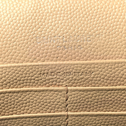 Saint Laurent Grain De Poudre Matelasse Chevron Monogram Chain Wallet Dark Beige 7 of 15