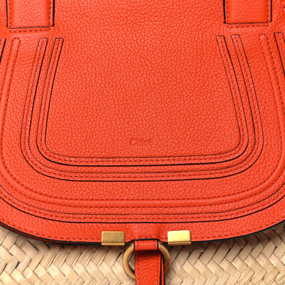 Chloe Raffia Small Grain Calfskin Medium Marcie Basket Orange 6 of 9