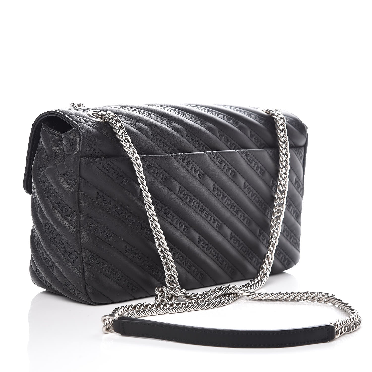 Balenciaga Calfskin Logo Matelasse M BB Chain Shoulder Bag Black 3 of 8