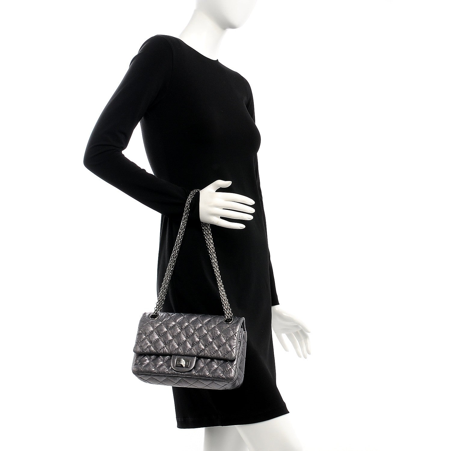 Chanel Metallic Calfskin Quilted 2.55 Reissue 225 Flap Dark Silver 2 of 8