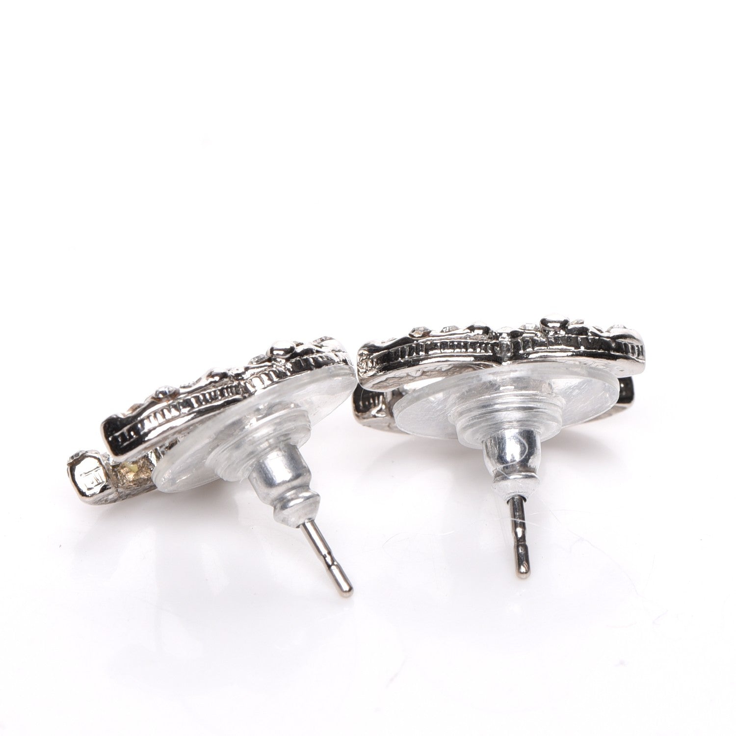 Chanel Crystal CC Earrings Silver 3 of 5